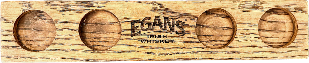 Egan's Irish Whiskey American Oak Wooden Flight Tasting Tray 4 Station
